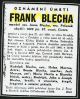 Obituary in Denni Hlasatel for Frank Blecha d. 1960