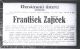 Obituary for Frantisek Zajicek from Denni Hlasatel